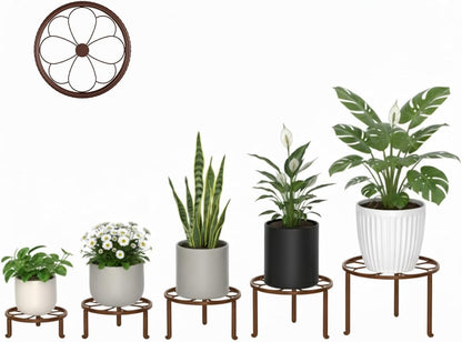 5 Pack Short Plant Stand 5 Pack Heavy Duty Flower Pot Stand Holder for Multiple Plants,Potted Plant Holder for Indoor Outdoor,Anti-rust Metal Plant Pot Shelf