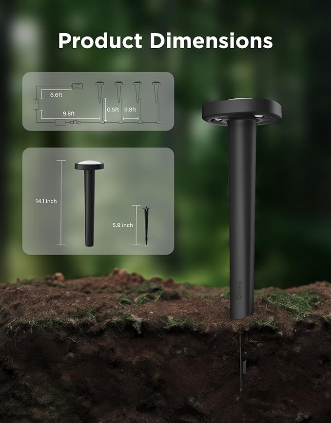 Govee Outdoor Pathway Lights 2, IP66 Waterproof Patio Lights, 60+ Scene Modes Landscape Lighting for Yard, Garage, Garden, Lawn, Outdoor Decor, Works with Alexa, Google Assistant, Matter, Wired 4 Pack