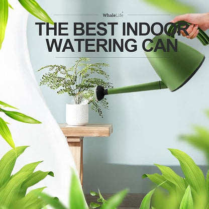 WhaleLife Indoor Watering Can for House Bonsai Plants (2.0L, Green)