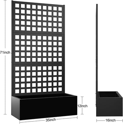 Elevens Metal Planter with Trellis, Trellis with Planter Box & Privacy Screen, Outdoor Raised Garden Bed for Climbing Plants, Trellis Planter Box with Drainage Hole (71"x35"x16")