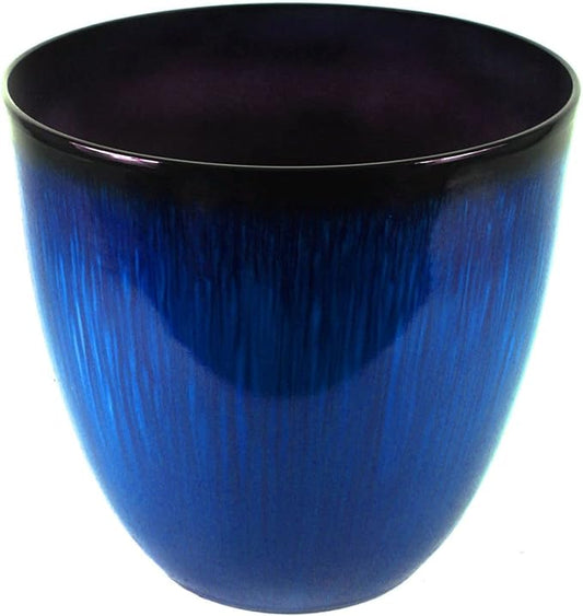 Gardener Select (EPR15-204) Large Egg Shaped Planter - Modern Indoor & Outdoor Decorative Flower Pot/Box (15 Inch, Blue Flower)