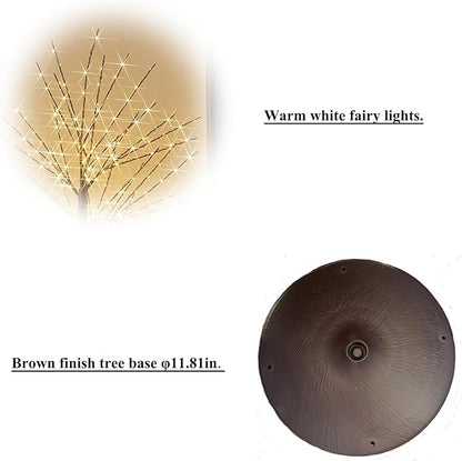 Hairui Lighted Brown Tree with Timer and Dimmer 1280L Warm White Fairy Lights 6FT, Twig Tree with Lights for Indoor Outdoor Home Christmas Winter Holidays Party Decoration