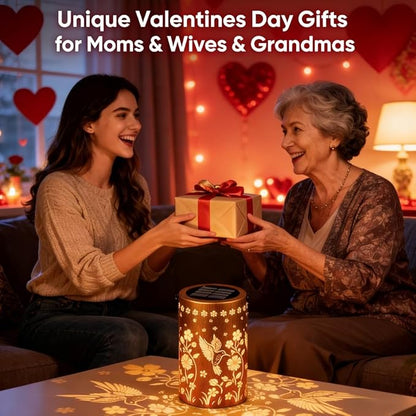 Solar Lanterns Outdoor Waterproof: 2 Pack Hummingbird Decor Valentines Day Gifts for Her - 2 Modes Vintage Metal Hanging Solar Lights for Outside Patio Porch - Gardening Gifts for Women Mom