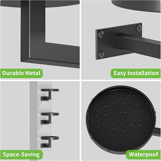 Gezen 3 Pack Wall Plant Holder, Plant Frames Wall Decor, Float Metal Rack for Indoor Plants, Round Display Shelves Hanging Planter for Outdoor