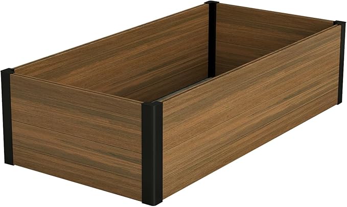 Modern Raised Garden Planter Bed - Durable, Weather-Resistant & Stylish Outdoor Flower Box for Gifts, Gardens, Patios, and Birthdays - Outdoor Decor, and Raised Beds - 47.6" x 23.7" x 12.2" (Black)