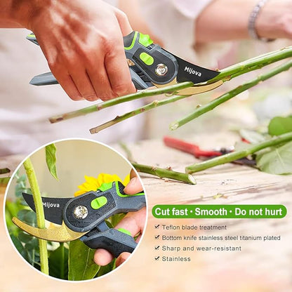 Garden Pruners, Heavy Duty Garden Clippers, Pruning Shears with Adjustable Thumb Lock, Hand Gardening Tools Pruners, High Carbon Steel Sharp Gardening Scissors (green)