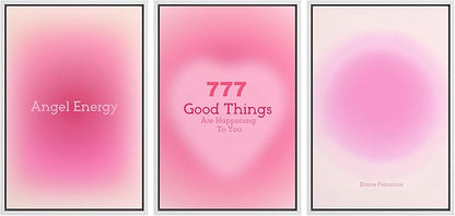 Ashbrook Framed Canvas Print Wall Art Set Aura Poster Valentines Affirmation Poster angel Numbers Pink Decor Girl's Bedroom Abstract Digital Art Calm/Relax for Bedroom - 24"x36"x3 WHITE