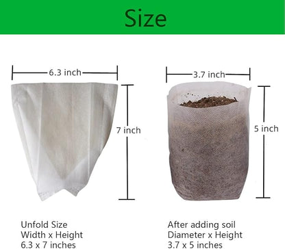 gardtree Plant Nursery Bags 6.3” x 7” 200PCS, Non-Woven Biodegradable Plant Grow Bags Fabric Seedling Starter Pots for Vegetable Flower Fruit Saplings Tree, Home Garden Supply