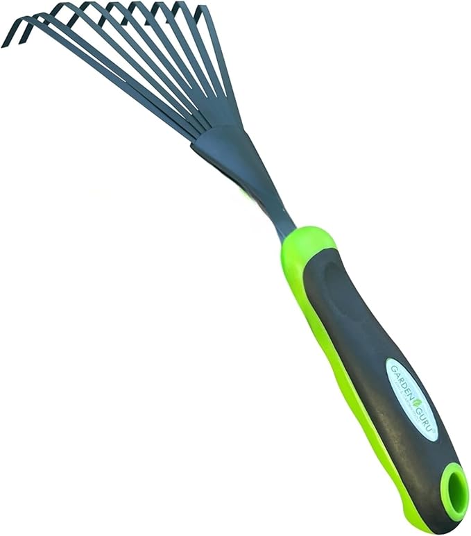 Garden Guru Hand Rake Soil Tiller Tool with Ergonomic Handle – Strong Carbon Steel - Rust Resistant – Great for Gardening, Cultivating, Loosening Soil & Spreading Mulch, Raking Flower Beds (4 Pack)