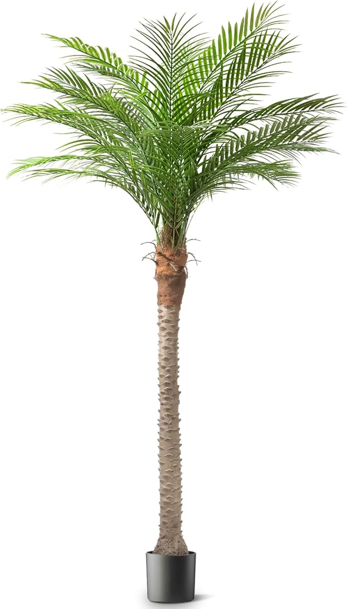 Artificial Phoenix Palm Tree 8ft Tall Outdoor Indoor Decor Fake Plants with 18 Adjustable Leaves, Large Faux Sago Palm Tree for Home Office Living Room Yard Outside Patio Poolside (1, 8ft)