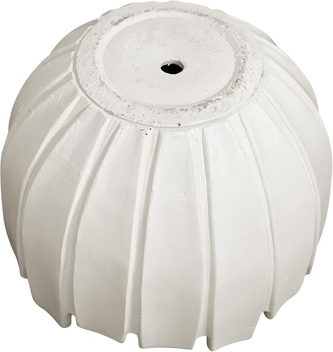 Large Round Planter with Drainage Hole, 11.8''H × 15.8''D Sphere Indoor Plant Pot, Modern Flower Pot for Outdoor Garden Patio Home, Wavy Rim Design, White