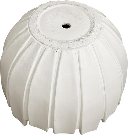 Large Round Planter with Drainage Hole, 11.8''H × 15.8''D Sphere Indoor Plant Pot, Modern Flower Pot for Outdoor Garden Patio Home, Wavy Rim Design, White