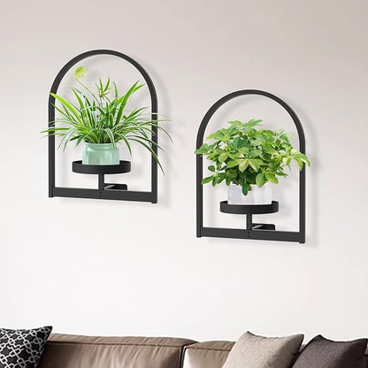 PEKGRIL 2 Pack Wall Plant Holders, Metal Window Planters Shelves, Indoor Plants Stands, Wall Decor Planter Hanging Shelf, Gifts for Plant Lovers