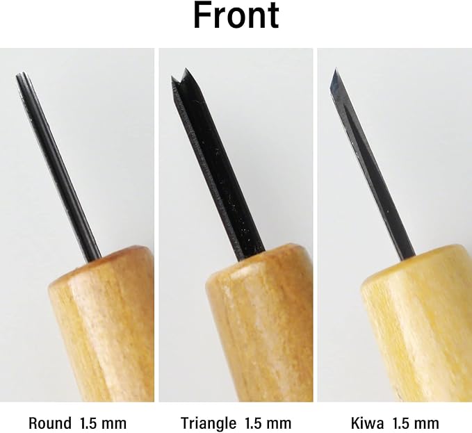 Wazakura 3PCS Bonsai Chisel Kit with Round Gouge, Single Bevel Skewed and V-Parting Tool, Hand Carving Tool Set for Jin Shari Making, Woodworking Knife Pack - Mini Size