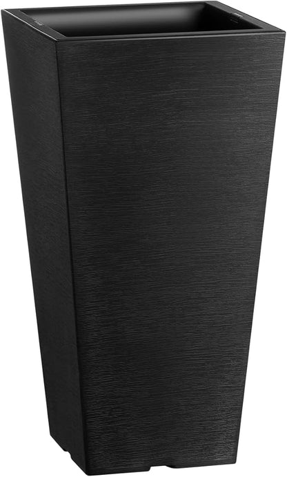 VEVOR Set of 2 Tall Outdoor Planters 22inch, Large Planters for Outdoor Indoor Plants, Black Front Porch Planter Flower Tree Plant Pots with Modern Design and Built-in Drainage