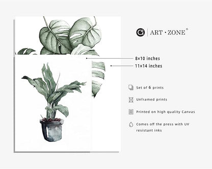 Plant Prints Wall Art Decor for Living Room, 8x10 Poster Canvas Prints Unframed Set of 6, Boho Wall Art Leaf Art Print Plant Posters Aesthetic
