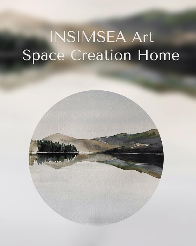 InSimSea Framed Canvas Wall Art Mountain Reflection Decor Vintage Nature Wilderness Art Decorative Rustic for Living Room, Bedroom, Office 24x36In
