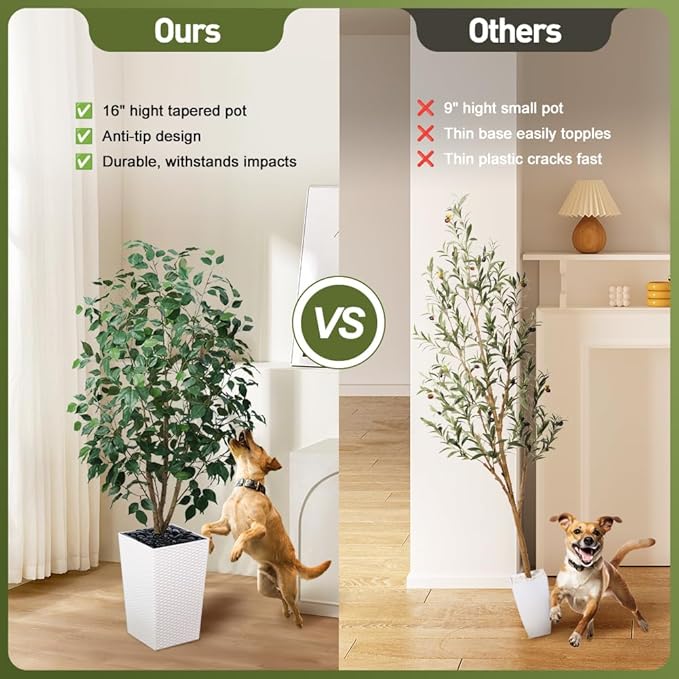Artificial Olive Tree 5ft, Tall Fake Tree for Indoor & Outdoor Decor with Black Pot & Pebbles, UV Resistant Silk Leaves, Realistic Faux Potted Plant for Living Room,Office,Home Decor,VN137