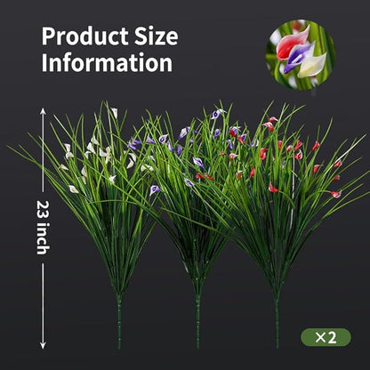 Melorca&Guilla Artificial Plants Outdoor 3PCS 23“ Fake Tall Grass,Faux Grass Plant,Artificial Greenery Shrubs Bushes for Garden Porch Window Box Shop Office Home Décor