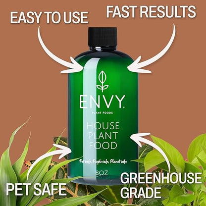 ENVY House Plant Food – Advanced Liquid Fertilizer for Indoor Plants – All-Purpose One-Part Formula for Stronger Roots, Greener Leaves & Faster Growth (32oz)