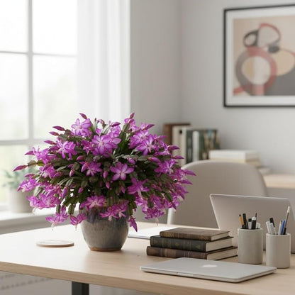 Christmas Cactus Live Plant 4 inch Pot, Christmas Flower Plant, Flower Succulents Plants, Holiday Christmas Cactus for Planting (Purple Christmas Cactus)