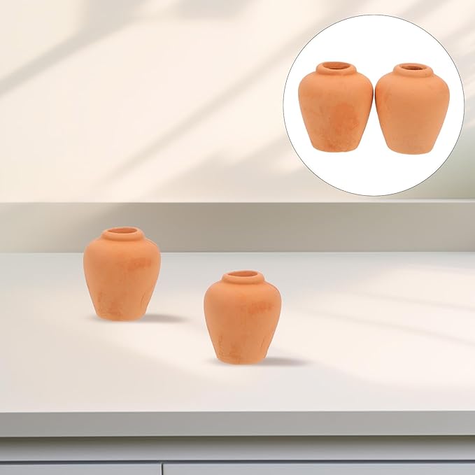 Milisten 2Pcs Miniature Terracotta Pots Small Clay Succulent Planters for Dollhouse Crafts and Desktop Garden Decoration Vintage Red Clay