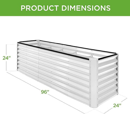 Best Choice Products 8x2x2ft Raised Outdoor Metal Garden Bed, Rectangular Planter Box for Herbs, Flowers, and Deep Root Vegetables w/ 240 Gallon Capacity - White