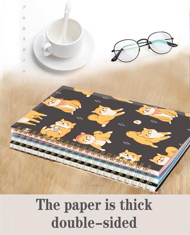 Spiral Journal Notebook,A5 Hardcover Lined Journals for Women Girl 6 x 8.3 in,120 Pages Thick Paper,Cute College Ruled Writing Notebook for Gifts Office Work School(Kawaii Shiba Dog)