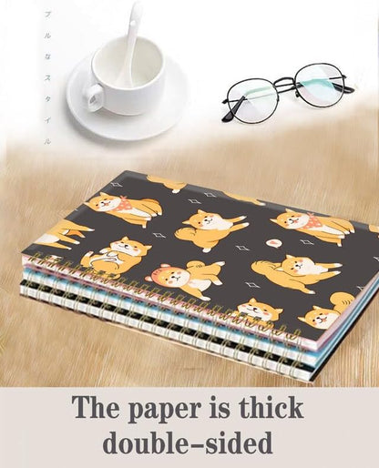 Spiral Journal Notebook,A5 Hardcover Lined Journals for Women Girl 6 x 8.3 in,120 Pages Thick Paper,Cute College Ruled Writing Notebook for Gifts Office Work School(Kawaii Shiba Dog)