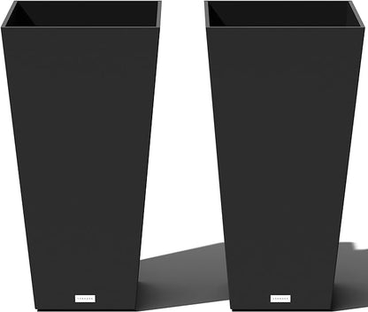 Veradek V-Resin Indoor/Outdoor Taper Planter, Set of 2 (30 inch, Black)