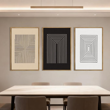 Anyzal Abstract Modern Wall Art Framed Brown and Black Illustration Wall Decor Minimalist Neutral Art Prints for Living Room Bedroom Office 16x24 Inch 3 Pieces