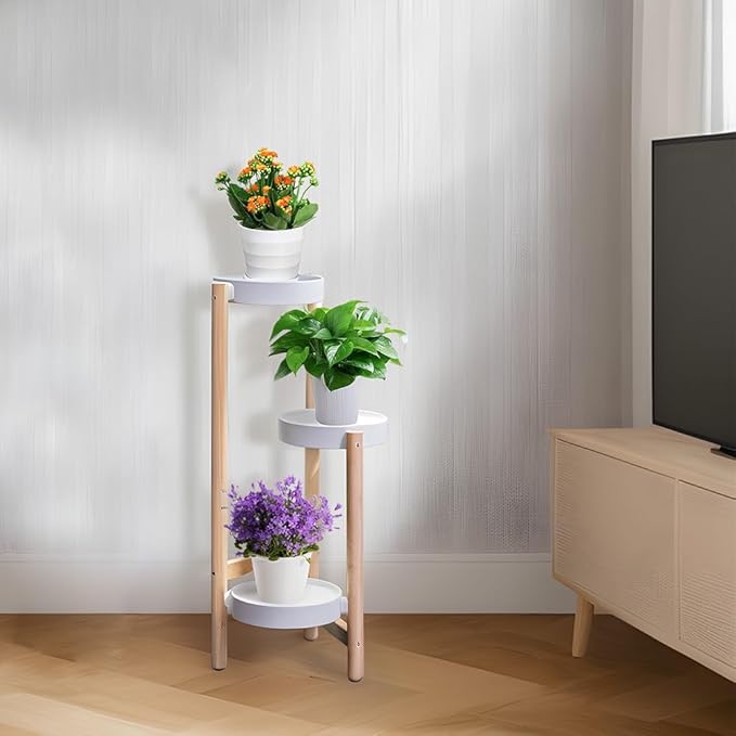 Plant Stand Indoor, 3 Tier Bamboo Plant Stands Corner Plant Stand for Multiple Plants, Tall Plant Shelf Plant Holders for Indoor, Outdoor, Corner, Living Room, Balcony, and Bedroom