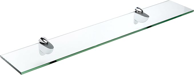 Spancraft Glass H-4.75x18-Chrome Heron Glass Shelf, Chrome, 4.75" x 18"