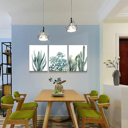 Canvas Wall Art for living room bathroom Wall Decor for bedroom kitchen artwork Canvas Prints green plant flowers painting 16" x 24" 3 Pieces Modern framed office Home decorations family picture