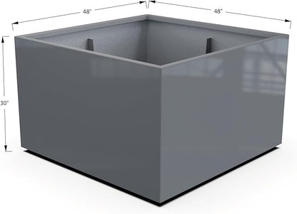 Plantercraft Powder-Coated Aluminum Planter Box - Square Cube - Metal All Weather | Indoor Outdoor | Made in USA | Fully Assembled