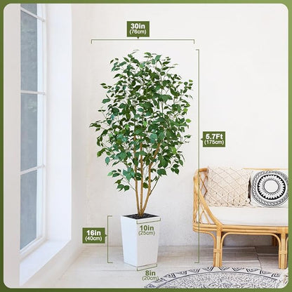 Artificial Olive Tree 6ft, Tall Fake Tree for Indoor & Outdoor Decor with Black Pot & Pebbles, UV Resistant Silk Leaves, Realistic Faux Potted Plant for Living Room,Office,Home Decor,VN137