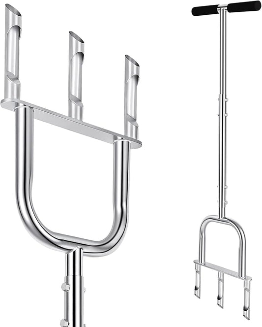 Manual Aerator Lawn Tool - Assembled Grass Aerator with 3 Hollow Tine, for Yard & Lawn Aeration(Hollow Tine Non-Replaceable)