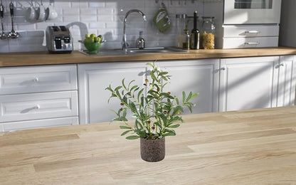 AlphaAcc 18 Inch Artificial Olive Branches Real Looking Potted Plant Fake Olive Tree with Lifelike Leaves and Fruits in Rustic Black Cement Planter Faux Greenery Plant for Indoor Outdoor Decor