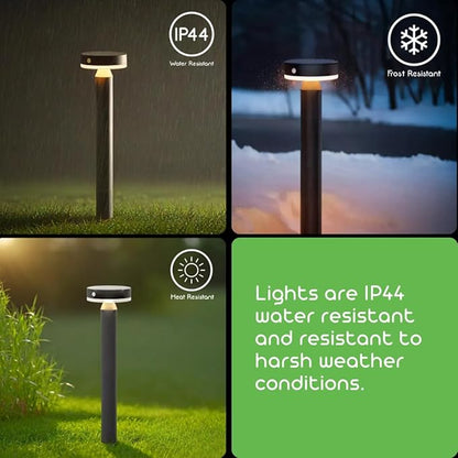 20" Solar Landscape Lights - Outdoor Solar Lights for Yard - PIR Sensor & Two Light Modes - 50lm & 400lm - Rechargeable Battery Last Up to 55 Hours - 3000K - IP44 Weather Resistant - 4 Pack