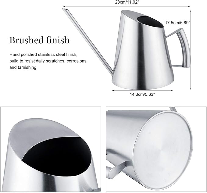 Stainless Steel Watering Can Elegant Practical 1.5L Silver for Indoor Outdoor Garden
