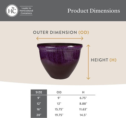 The HC Companies 9 Inch Pizzazz Round Planter Pots with Ceramic Look, Lightweight UV-Resistant Plastic Outdoor Planters, 2-Pack Flower Pots for Garden & Home Decor, Foggy Gray