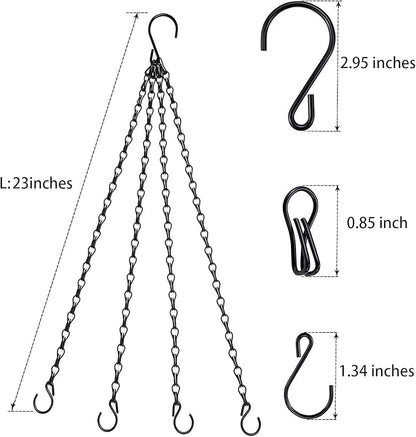 Heybe Hanging Baskets Chains 23 Inches 4 Leads Hanging Chains Flower Pot Hanger Replacement Plant Hangers for Planters and Lanterns, Pack of 3 (4 Legs)