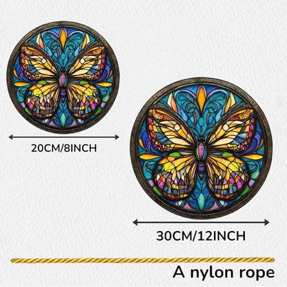 Acrylic Stained Window Hanging Butterfly Acrylic Decoration for Indoor Outdoor Home Bar Office Garden Plastic Ornament Decor 8x8 Inch