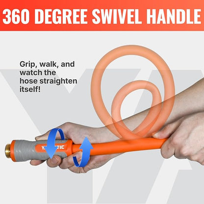 YAMATIC Garden Hose 5/8 in x 50 ft, Ergonomic Swivel Fittings, Burst 600 PSI, Heavy Duty, Flexible and Lightweight Water Hose with 2 Set Quick Connect