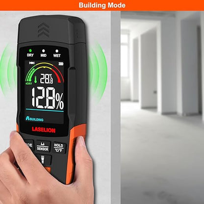 2-in-1 Pin & Pinless Moisture Meter MS03 – Accurate Moisture Detection for Wood, Concrete, Drywall, and More – LCD Display with Hold Function, Flashlight, and Auto Power Off