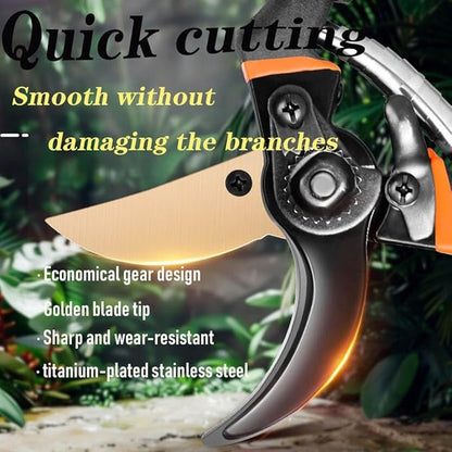 8" Professional Premium SK5 Bypass Pruning Shears, Hand Pruners, Garden Clippers.