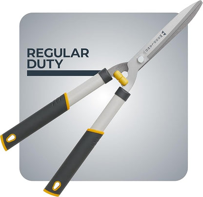 Woodland Tools 22" Regular Duty Hedge Shears - High Carbon Steel Blades, Non-Stick Coating, Cushioned Grips, Shock-Absorbing Bumpers, Manual Hedge Clippers for Shrubs and Bushes