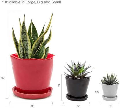 CHIVE ‘Tika’ Ceramic Planter Pot — Large 8" Succulent Pots for Indoor & Outdoor House Plants — Cute, Beautiful Modern Farmhouse Kitchen Decor — Bright Green