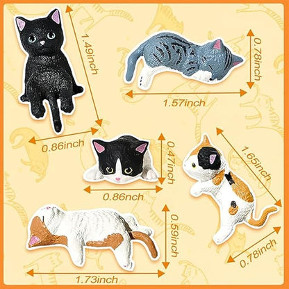 Miniature Cute Cat Figurines,Mini Cat Fairy Garden Bonsai Decorations,Funny Micro Landscape Ornaments for Outdoor Garden Lawn Pot Car Dash Decor,5 Pieces
