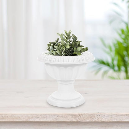 COHEALI 2pcs Roman Pillar Plastic Flowerpots for Wedding Party Decoration Weatherproof Outdoor Garden Planters Vintage White Grecian Urn Style Height Road Guiding Floral Display